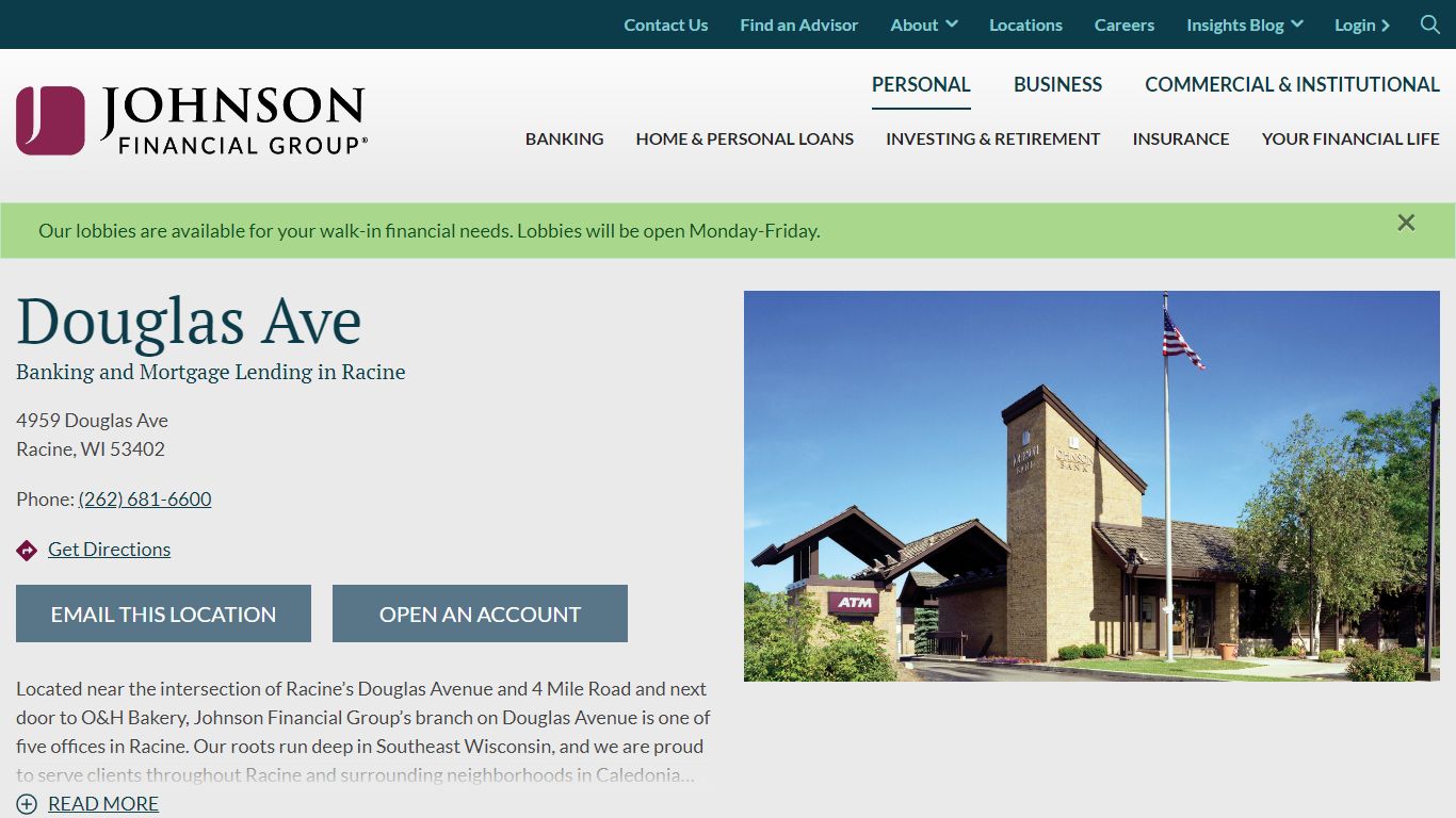 Banking and Lending in Racine, WI | Douglas Ave - Johnson Financial Group